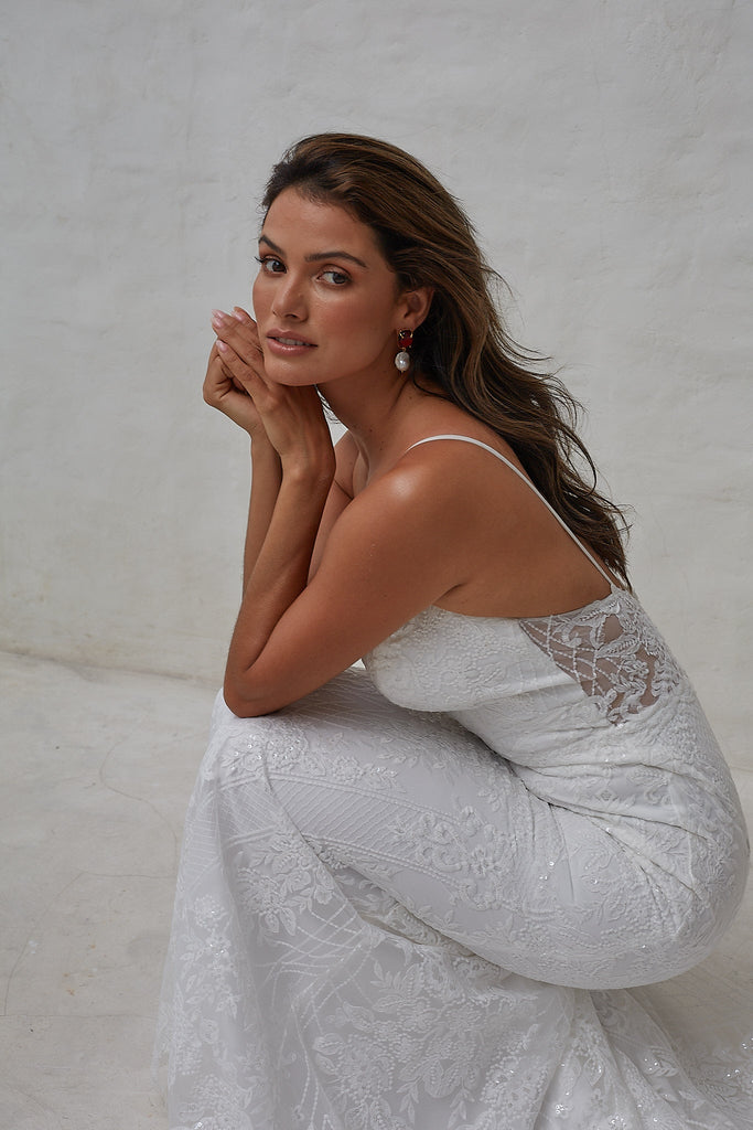 Ariel Fitted Sequin Wedding Dress - sample sale by Tania Olsen Designs