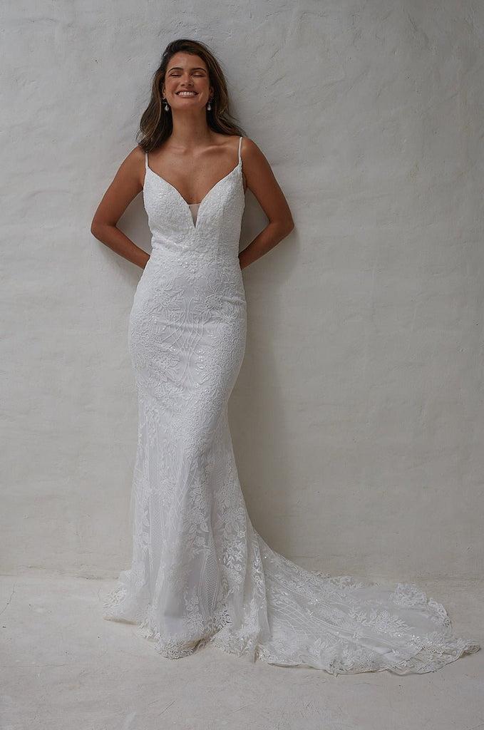 Ariel Fitted Sequin Wedding Dress - sample sale by Tania Olsen Designs