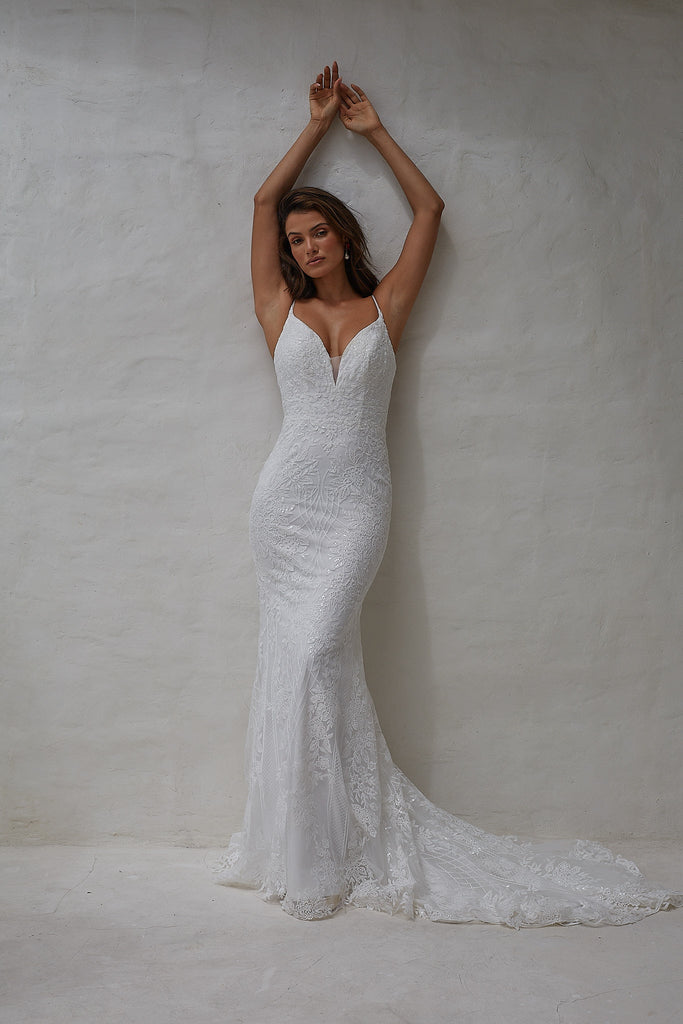 Ariel Fitted Sequin Wedding Dress - sample sale by Tania Olsen Designs