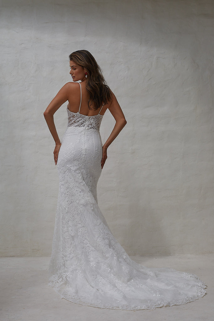 Ariel Fitted Sequin Wedding Dress - sample sale by Tania Olsen Designs