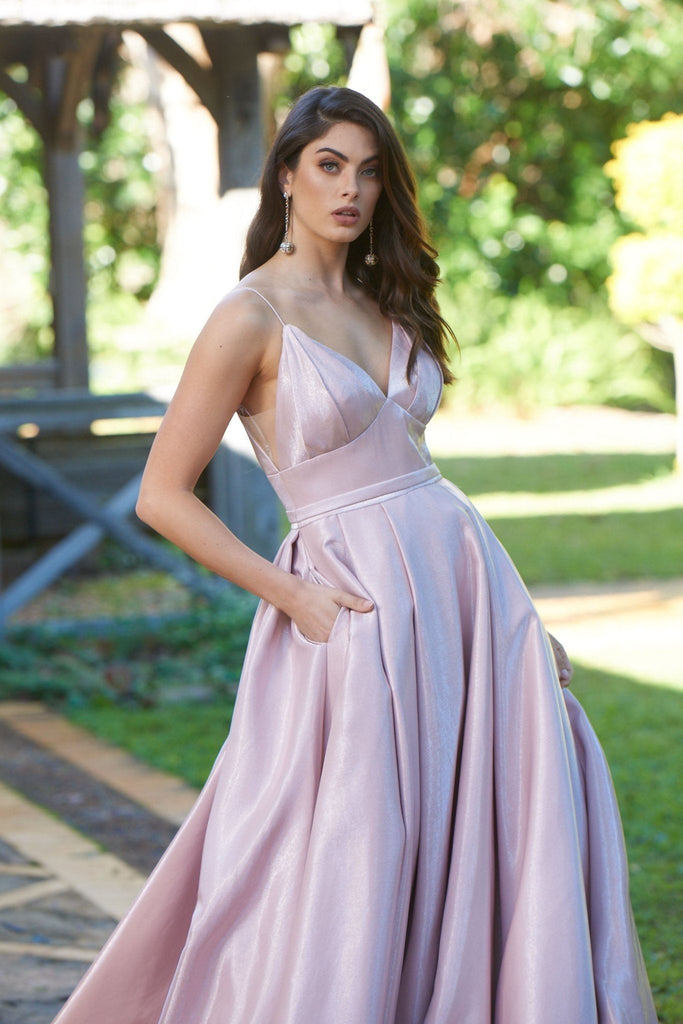 Leia Shimmer Satin Prom Gown – Sample Sale by Tania Olsen Designs