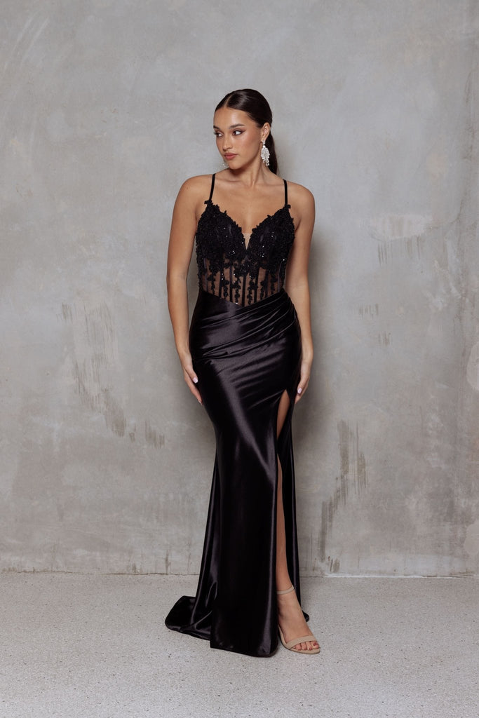 Tarni Fitted Satin Formal Dress by Tania Olsen Designs