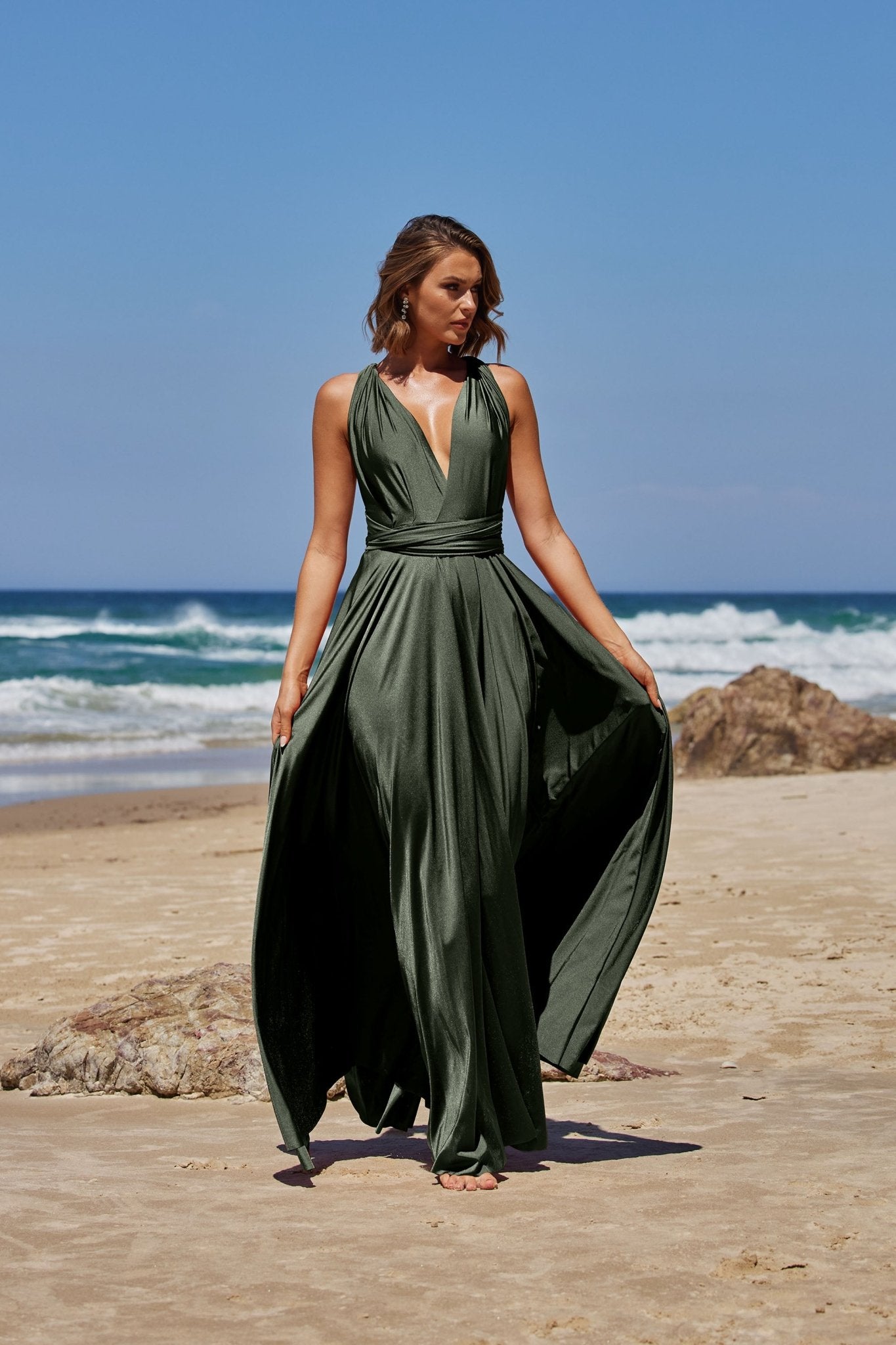 Formal wrap dress long hotsell