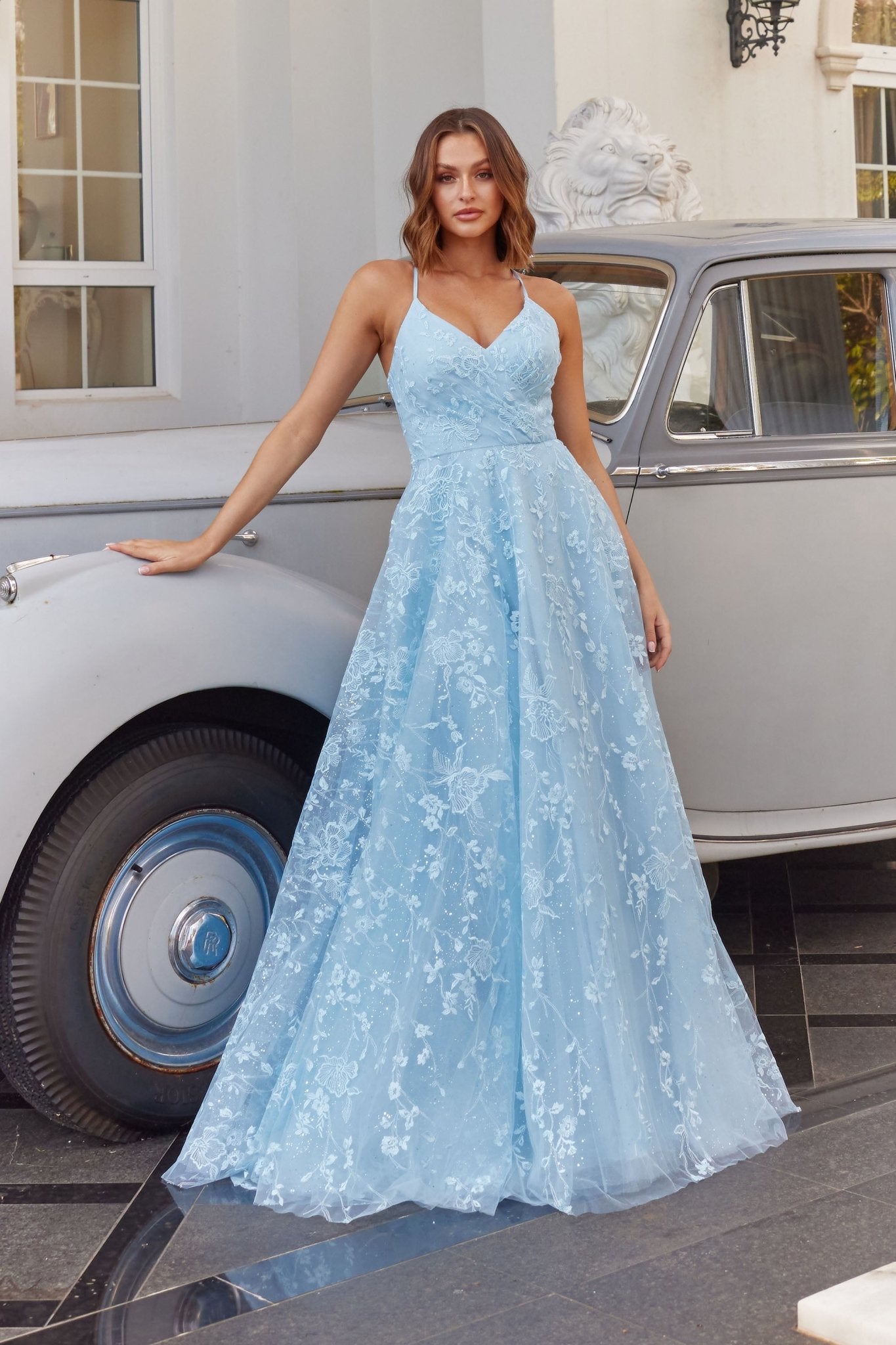 Blue Tulle Long Prom Dress, Blue Tulle Formal Dress US 6 / Blue
