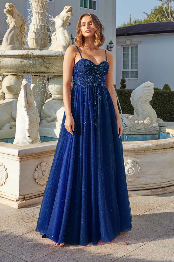 Emmy Beaded Low Back Prom Dress - PO965 | Sentani Boutique