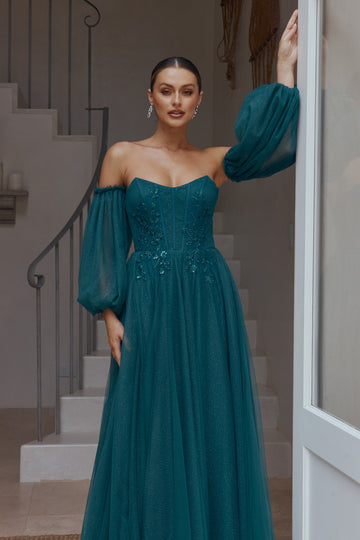 Elyssa Off-shoulder Lace Corset Evening Dress – PO2320 – Sentani Boutique