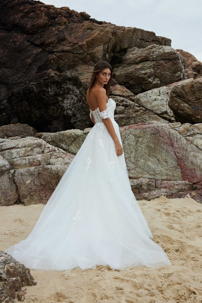 The Blossom Off-shoulder Lace Wedding Dress – TC395 by Tania Olsen Designs