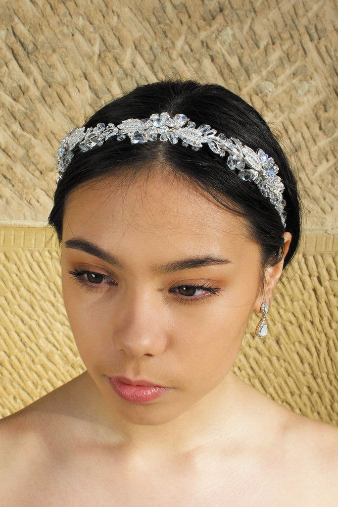 Yasmin Embellished Crystal Headband - Silver